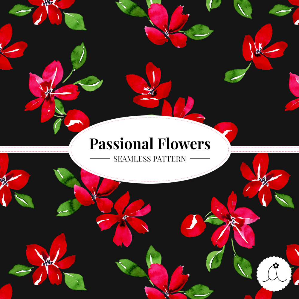 Watercolor Seamless Pattern - Passional flowers